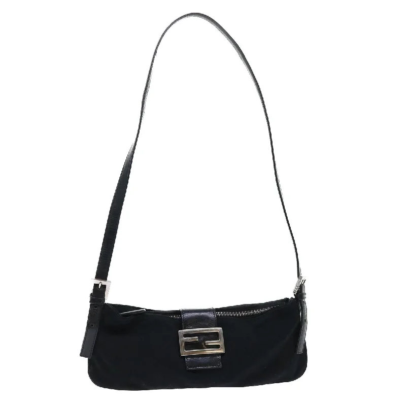 Minimalist leather handbagsFENDI Mamma Baguette Shoulder Bag Nylon Black  50145