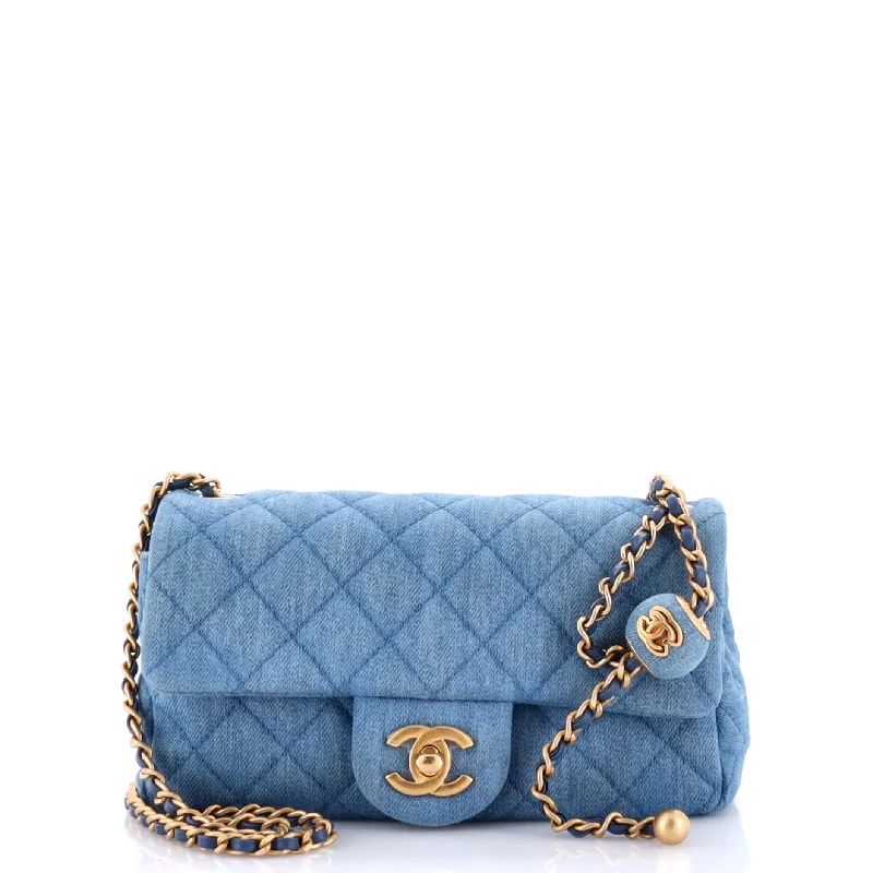 Luxury bags with exotic skinsLuxury bags with exotic skinsPearl Crush Flap Bag Quilted Denim Mini