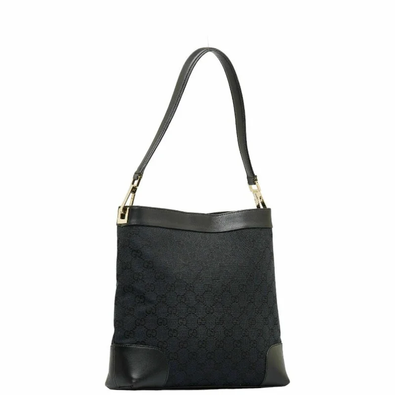 High-quality leather messenger bagsGUCCI GG Canvas One Shoulder Bag 33900 Black Leather Women's