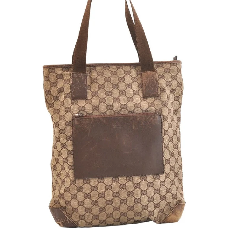 Affordable luxury bags Authentic GUCCI Vintage Shoulder Tote Bag GG Canvas Leather 28892 Brown 2409K