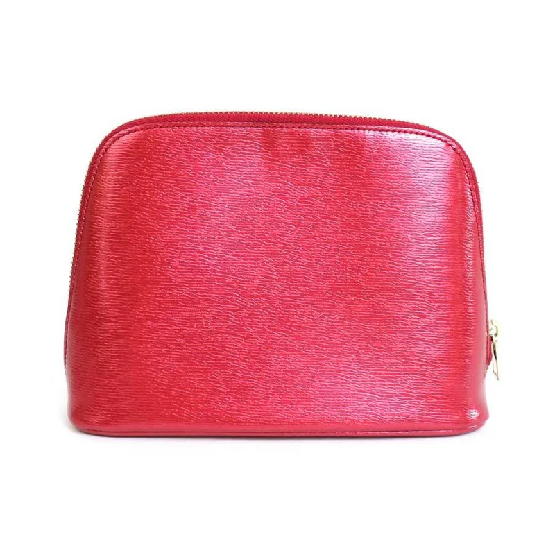 Minimalist leather handbagsGUCCI Pouch Leather Metallic Red Gold Ladies 338189