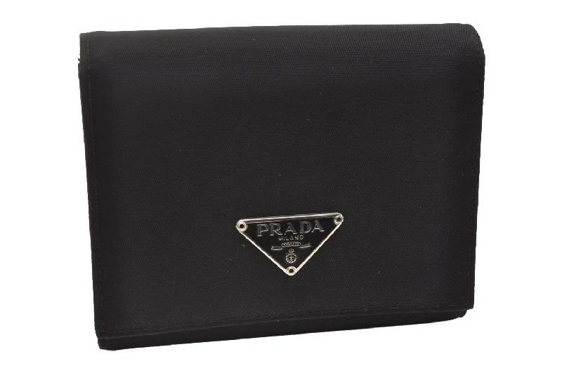 Affordable designer bag dupesAuthentic PRADA Vintage Nylon Saffiano Leather Trifold Wallet Purse Black 7773I