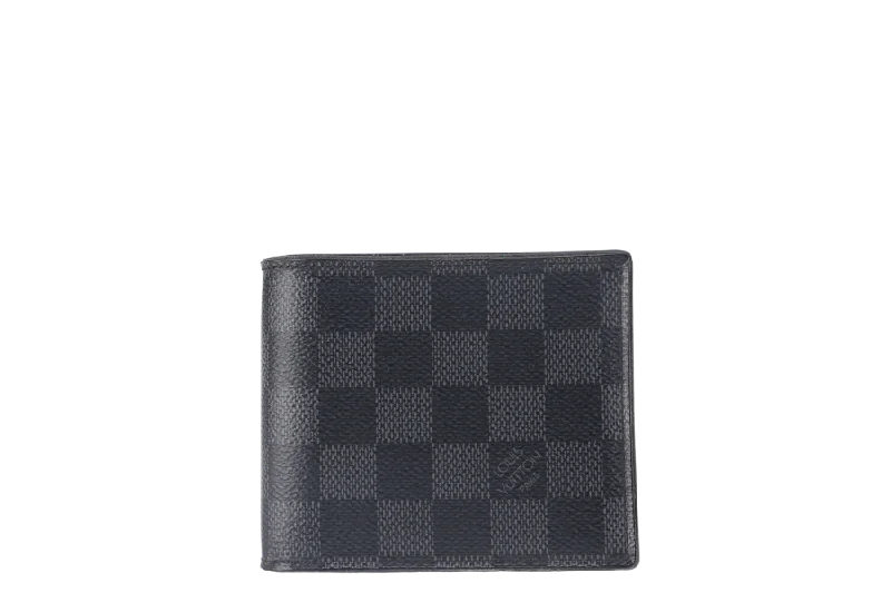 Mini bags for evening outLOUIS VUITTON BI-FOLD WALLET (N60053) AMERIGO GRAPHITE DAMIER CANVAS WITH DUST COVER AND BOX