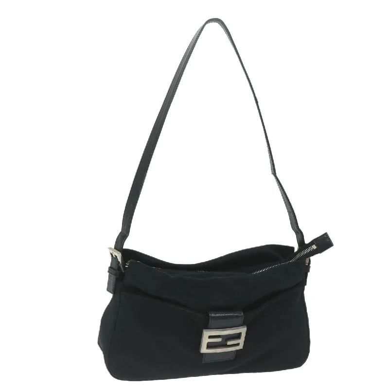 Designer bags with top handlesFENDI Mamma Baguette Shoulder Bag Nylon Black  ac2541