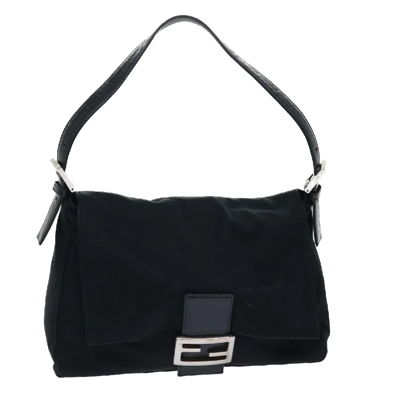 Minimalist leather handbagsFENDI Mamma Baguette Shoulder Bag Nylon Black  50146