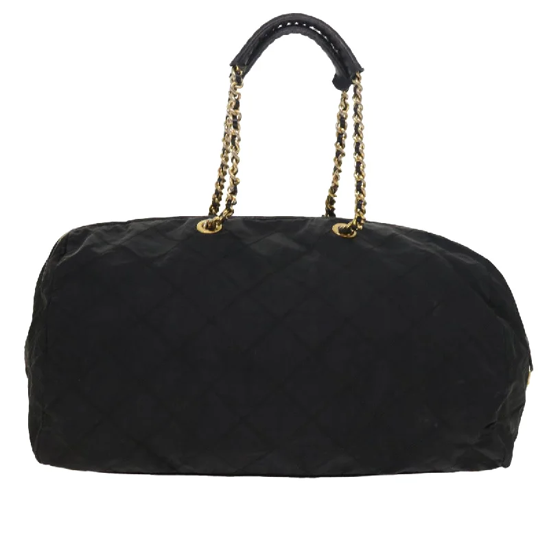 Vintage-inspired handbagsPRADA Quilted Chain Boston Bag Nylon Black  ar10295