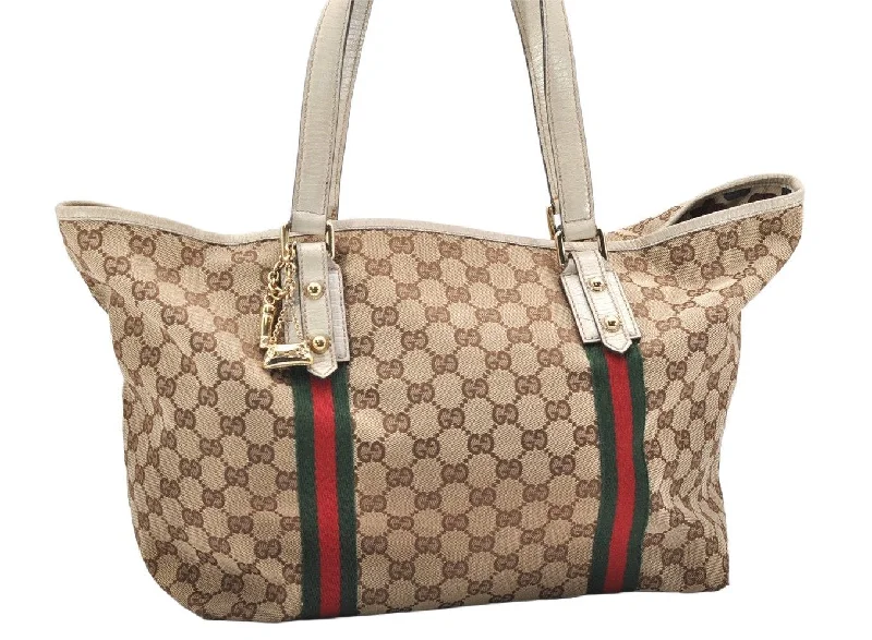 Affordable designer bag dupesAuthentic GUCCI Web Sherry Line Tote Bag GG Canvas Leather 139260 Brown 2642K