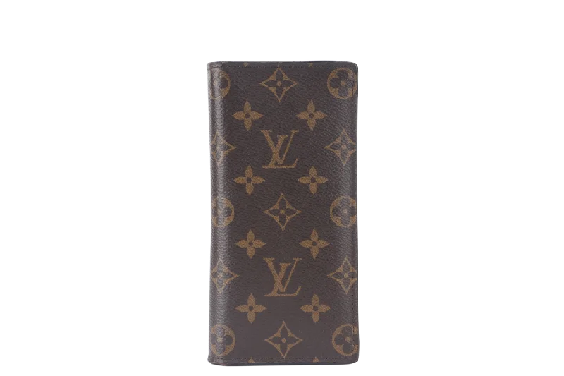 High-end designer bags for menLOUIS VUITTON BRAZZA WALLET (M66540) BROWN MONOGRAM GOLD HARDWARE WITH DUST COVER AND BOX