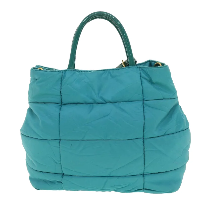 Elegant clutch bags for weddingsPRADA Quilted Hand Bag Nylon 2way Turquoise Blue  40351