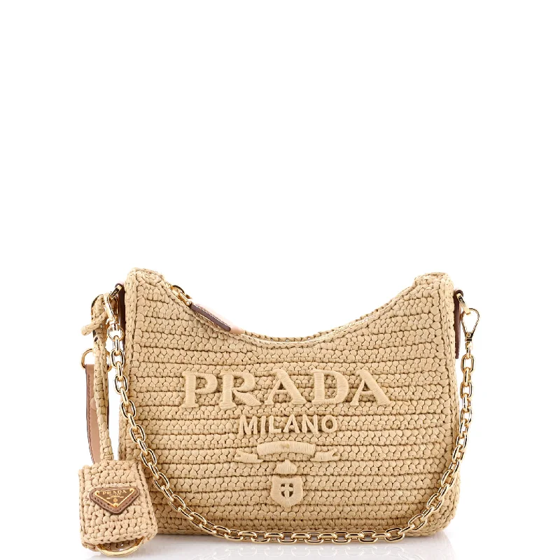 Designer bags with gold hardwareDesigner bags with gold hardwareRe-Edition 2000 Shoulder Bag Raffia Mini