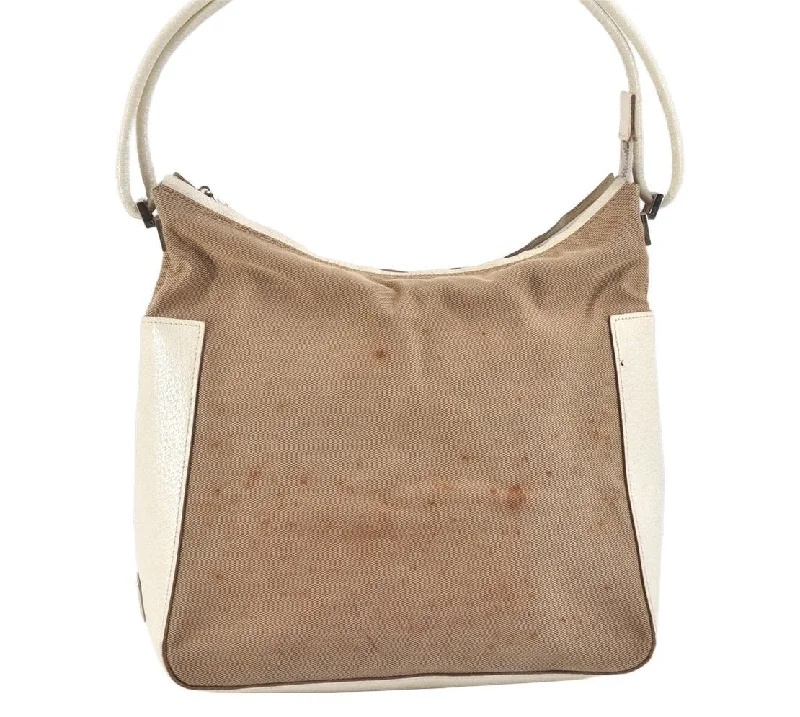 Minimalist leather handbagsAuthentic GUCCI Shoulder Tote Bag Purse Canvas Leather 0013766 Beige 2388K