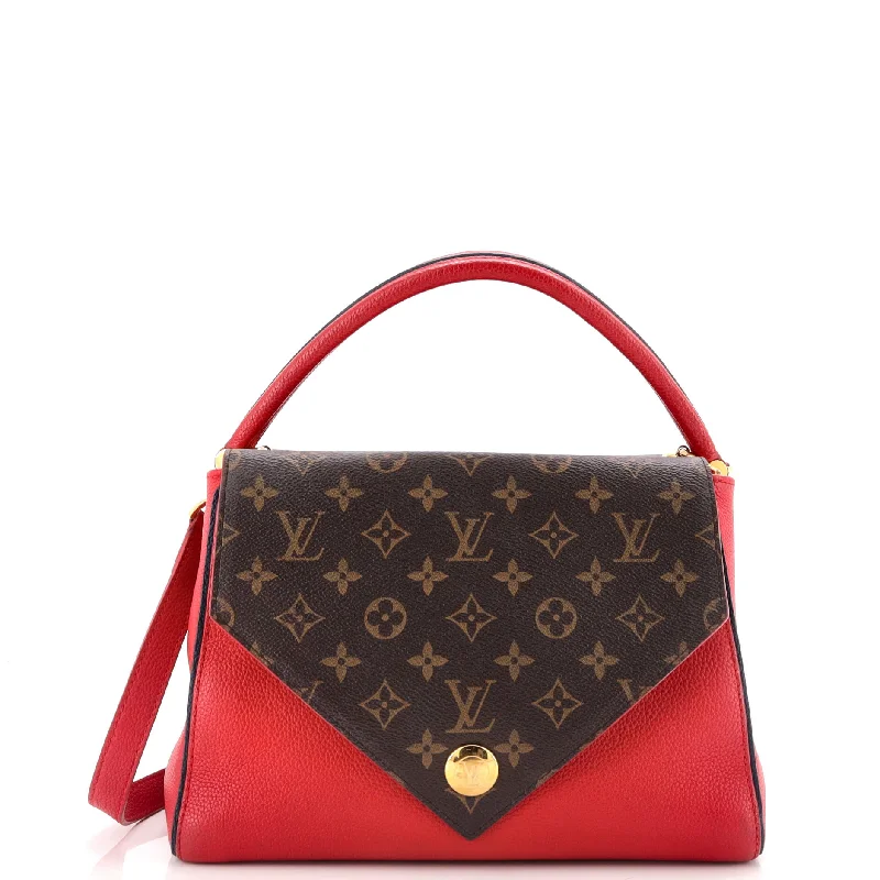 High-quality leather messenger bagsHigh-quality leather messenger bagsDouble V Handbag Calfskin with Monogram Canvas