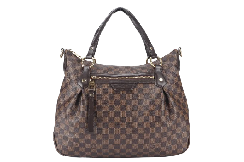 Affordable luxury bags LOUIS VUITTON EVORA DAMIER EBENE CANVAS GOLD HARDWARE WITH STRAPS AND DUST COVER