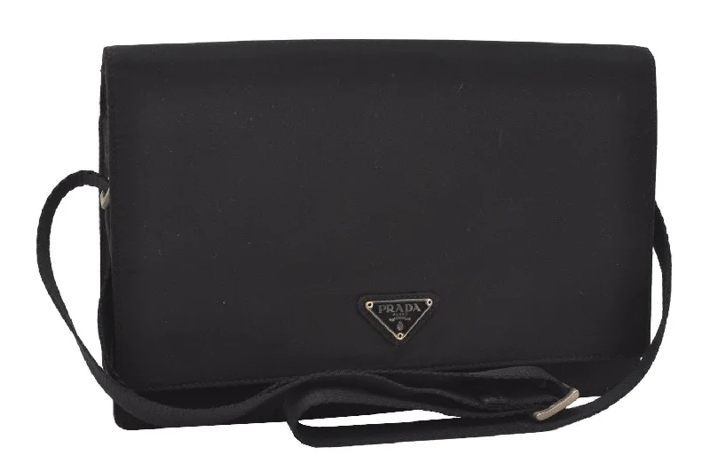 Designer bags with top handlesAuthentic PRADA Vintage Nylon Tessuto Shoulder Hand Bag Purse Black 9906I