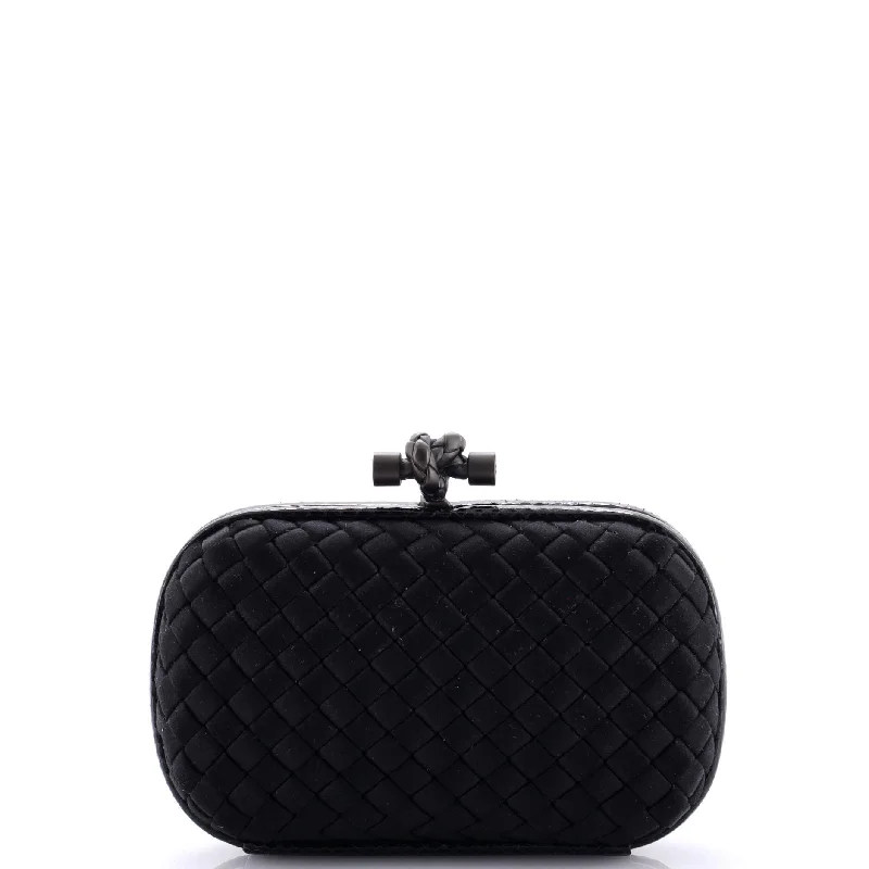 Affordable luxury bags Affordable luxury bags Box Knot Clutch Intrecciato Satin Small