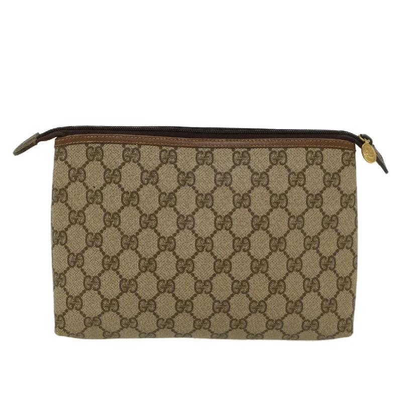 Designer bags with top handlesGUCCI GG Canvas Clutch Bag PVC Leather Beige 0141156088 4021  ep901