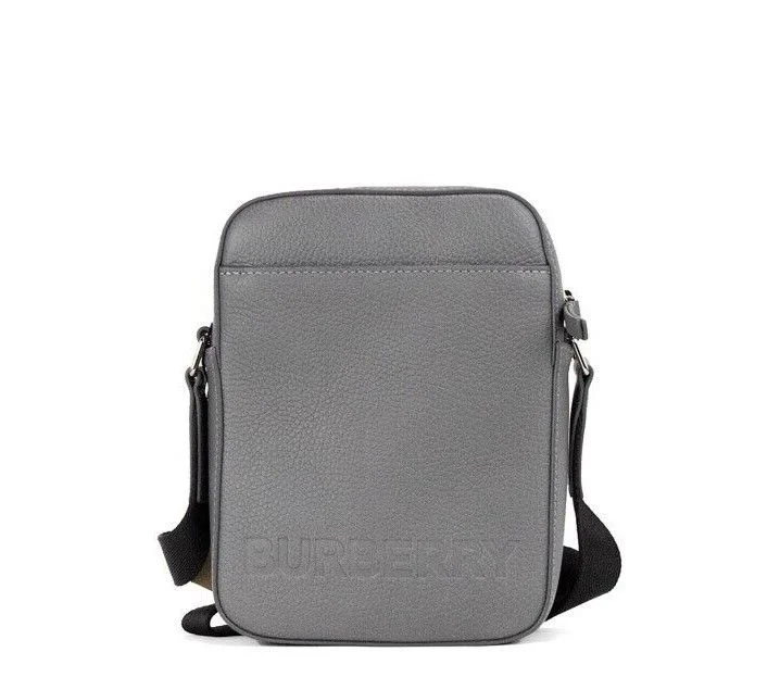 Top-rated backpack brandsBurberry Thornton Small Grey Embossed Logo Grainy Leather Crossbody Handbag