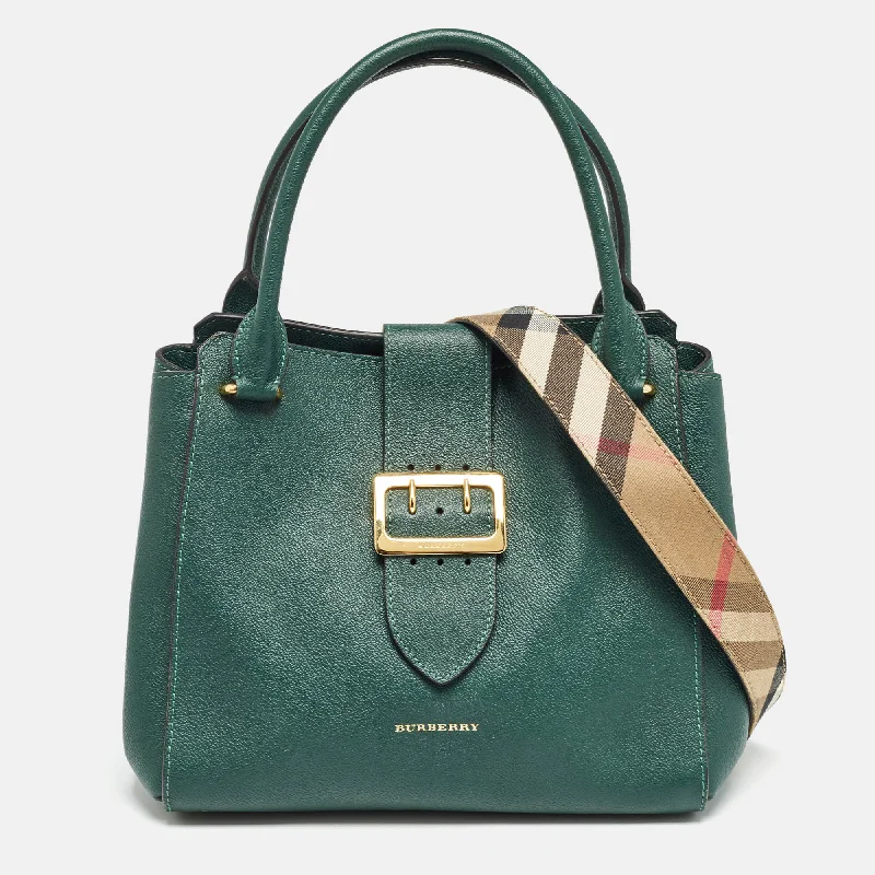 Eco-friendly tote bags for shoppingGreen Leather Buckle Tote