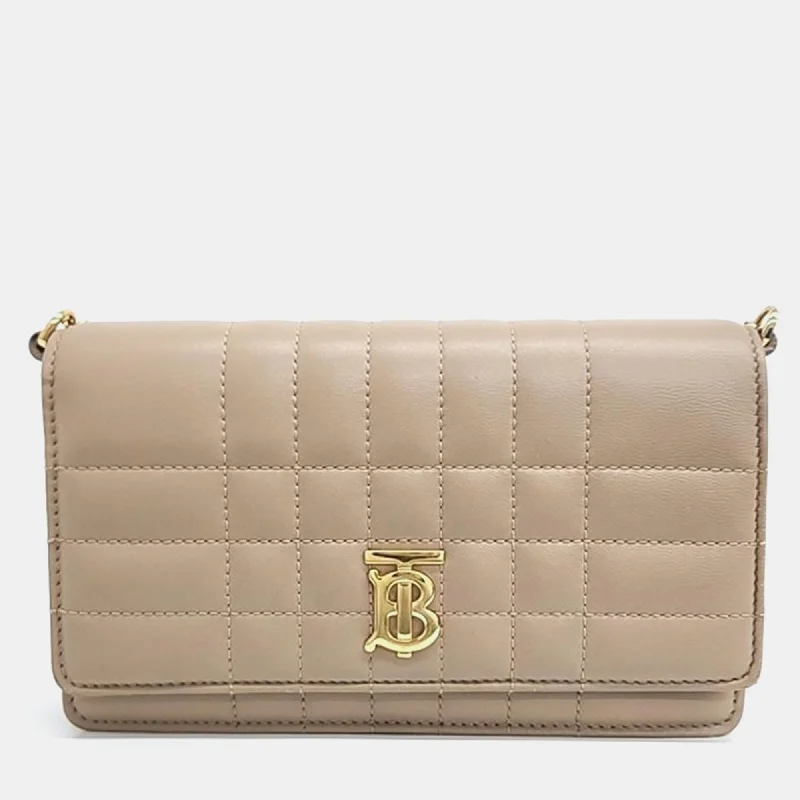 Customizable monogram bagsBeige Quilted Chain Crossbody Bag