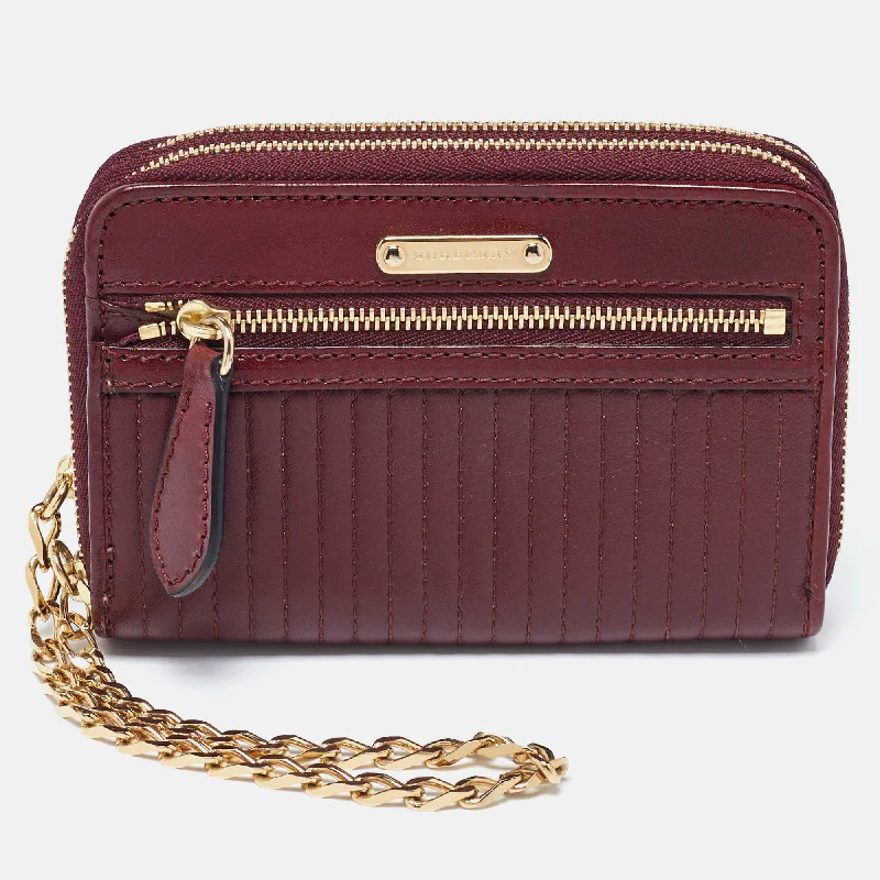 Large capacity travel bagsBurgundy Leather Double Zip Compact Wallet