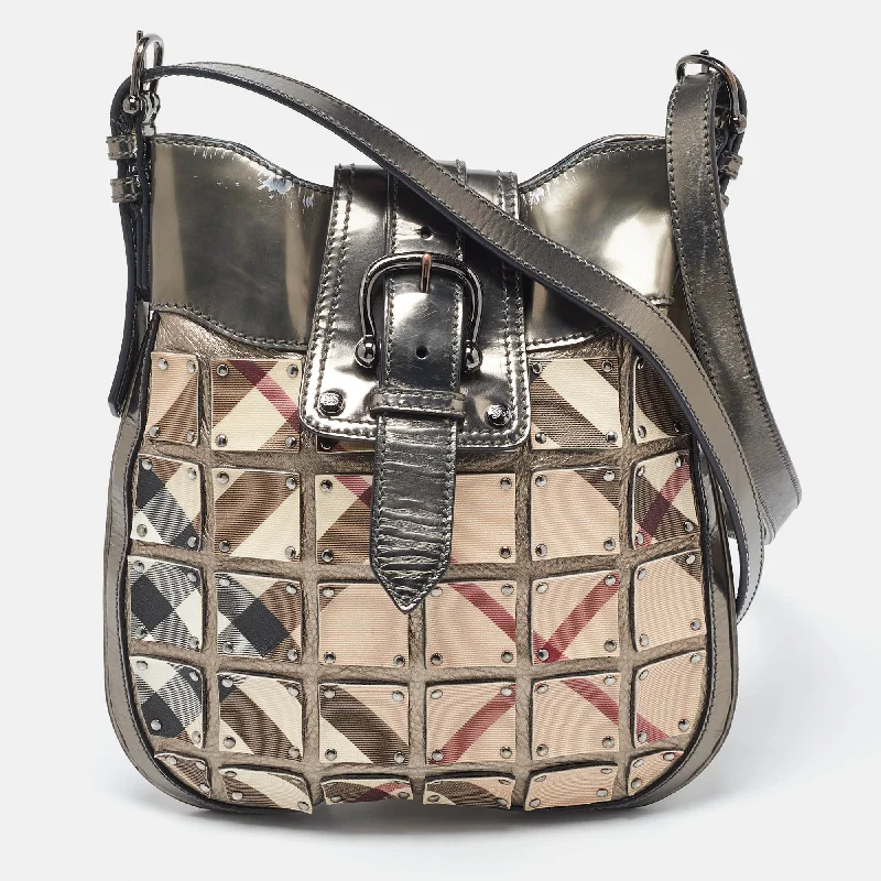 Minimalist leather handbagsBeige/Metallic Nova Check PVC and Leather Crossbody Bag