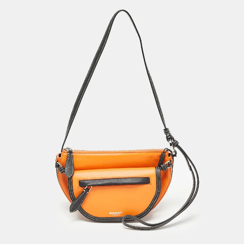 Minimalist leather handbagsOrange/Black Leather Mini Double Olympia Bag