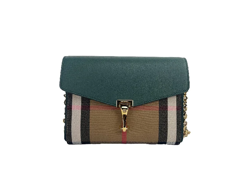 Compact crossbody bags for travelBurberry Macken Small Vintage Green House Check Leather Crossbody Bag