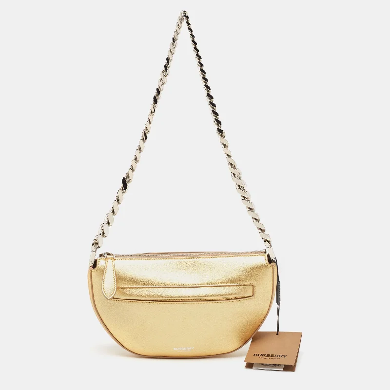 Trendy transparent PVC bagsGold Leather Mini Olympia Zip Chain Bag