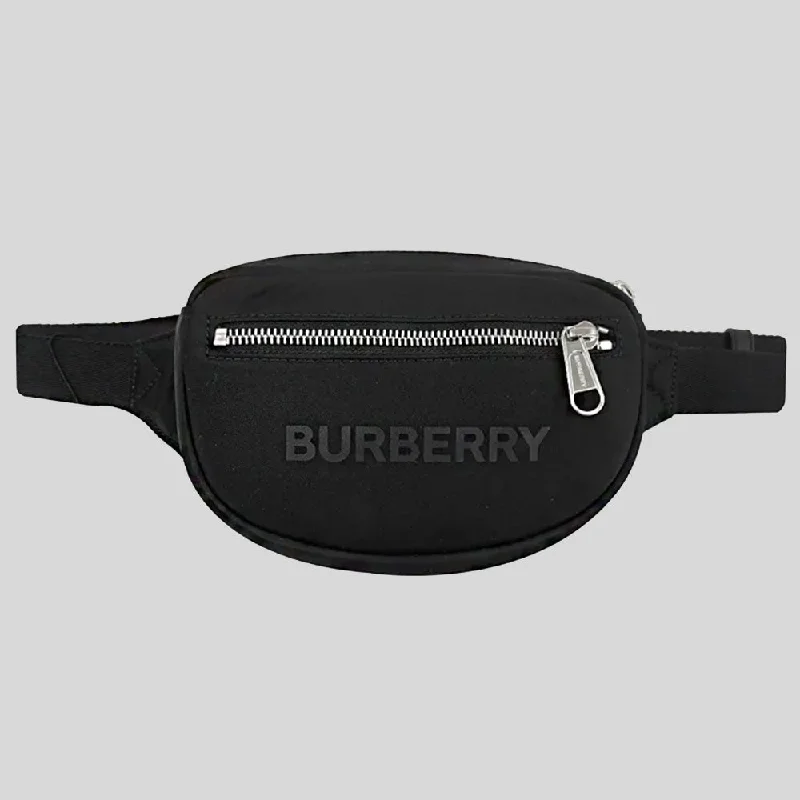 Compact crossbody bags for travelBURBERRY Cannon Branded Nylon Belt/Crossbody Bag Black 80528871