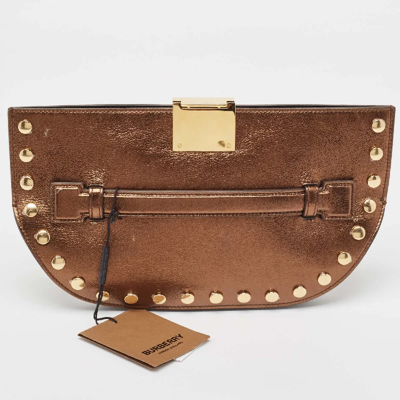 Designer bags with detachable strapsBronze Leather Studded Olympia Clutch