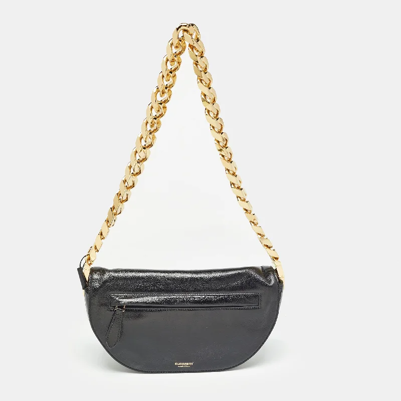 Vintage-inspired handbagsBlack Soft Leather Small Olympia Chain Shoulder Bag