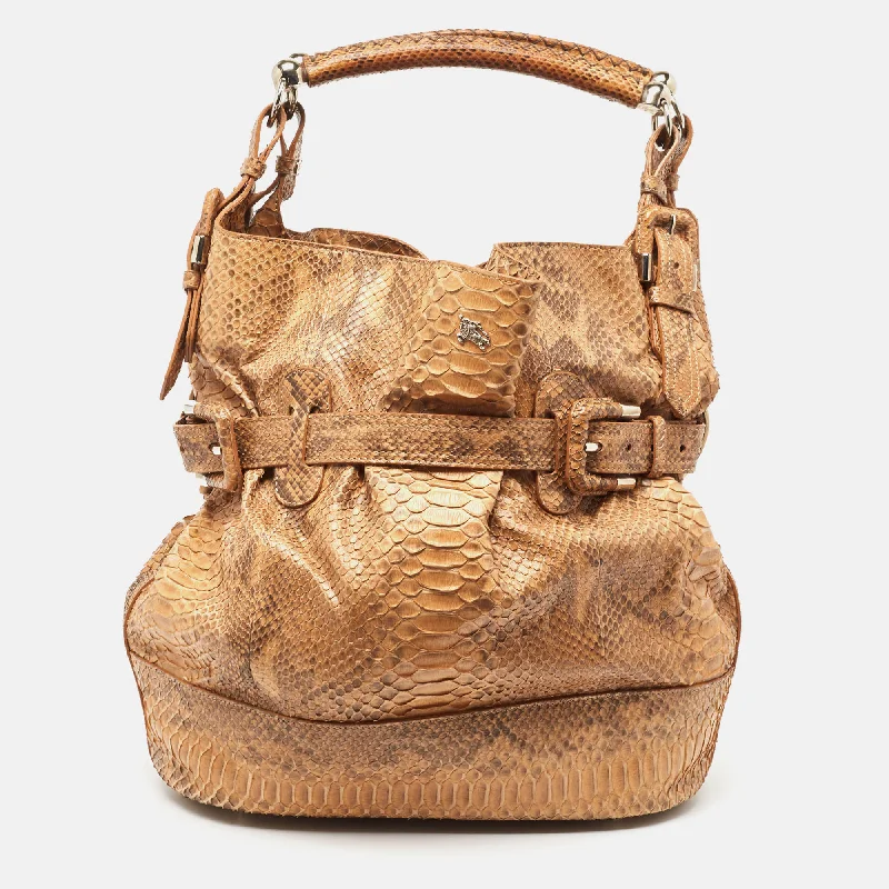 Vintage-inspired handbagsBeige Python Buckle Hobo