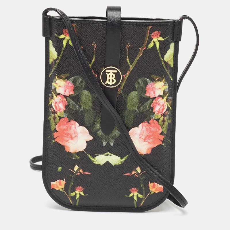 Best bags for business tripsBlack Floral Print Coated Canvas Anne Phone Pouch with Strap