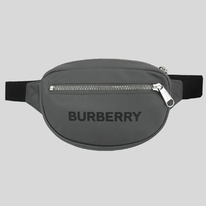 Mini bags for evening outBURBERRY Cannon Branded Nylon Belt/Crossbody Bag Grey 80528881