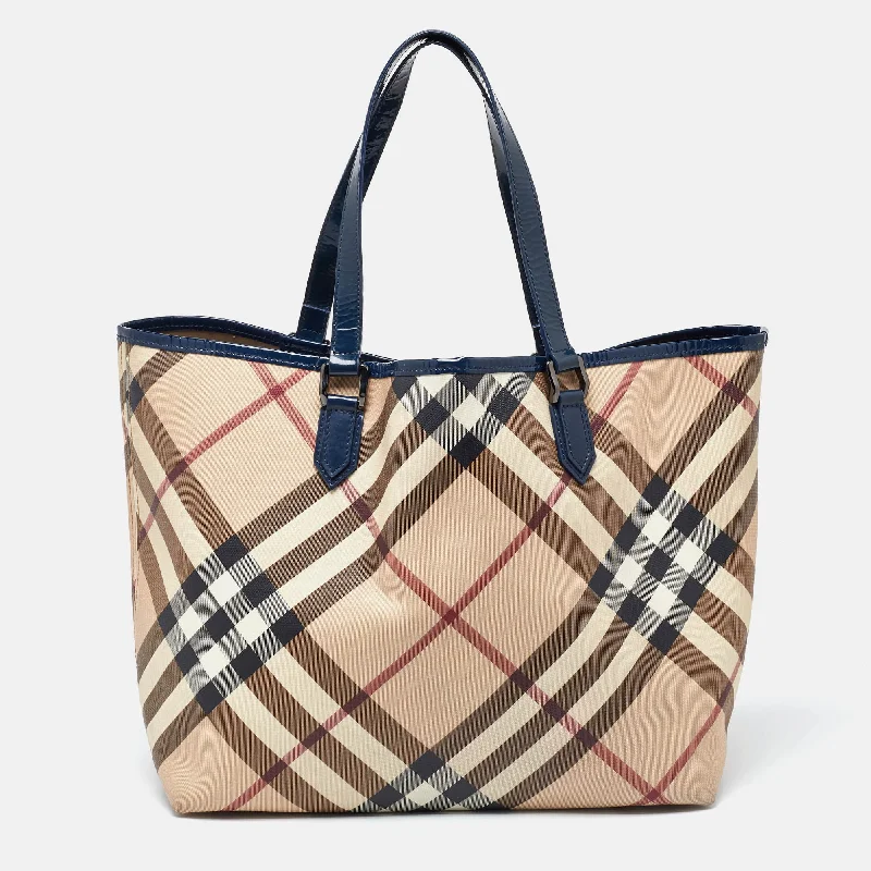 Best-selling designer bags 2025Beige/Blue Nova Check PVC and Patent Leather Shopper Tote