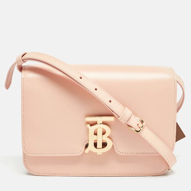 Compact crossbody bags for travelPeach Pink Leather Small TB Shoulder Bag