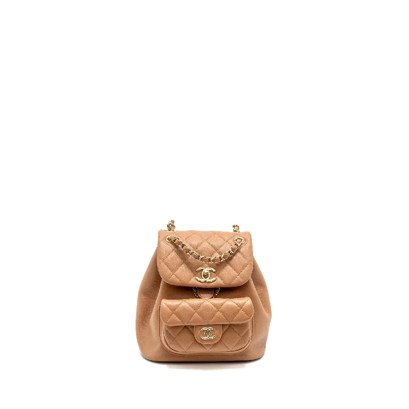 Elegant clutch bags for weddingsChanel 24p Mini Duma Backpack Calfskin Caramel LGHW(microchip)