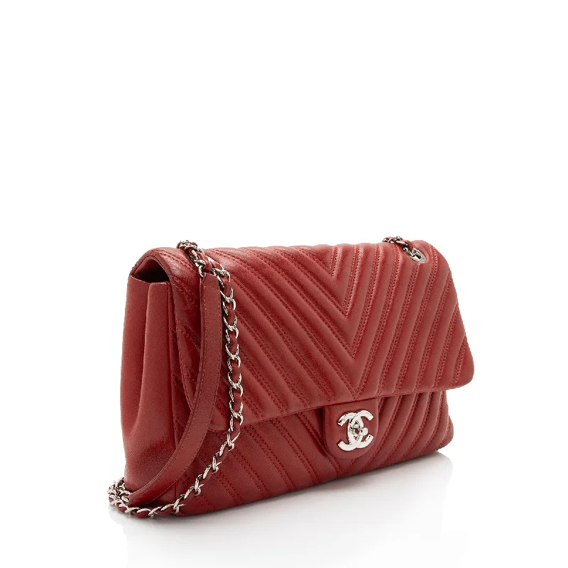 Designer bags with top handlesChanel Chevron Lambskin Classic Jumbo Single Flap Bag (zB67zI)