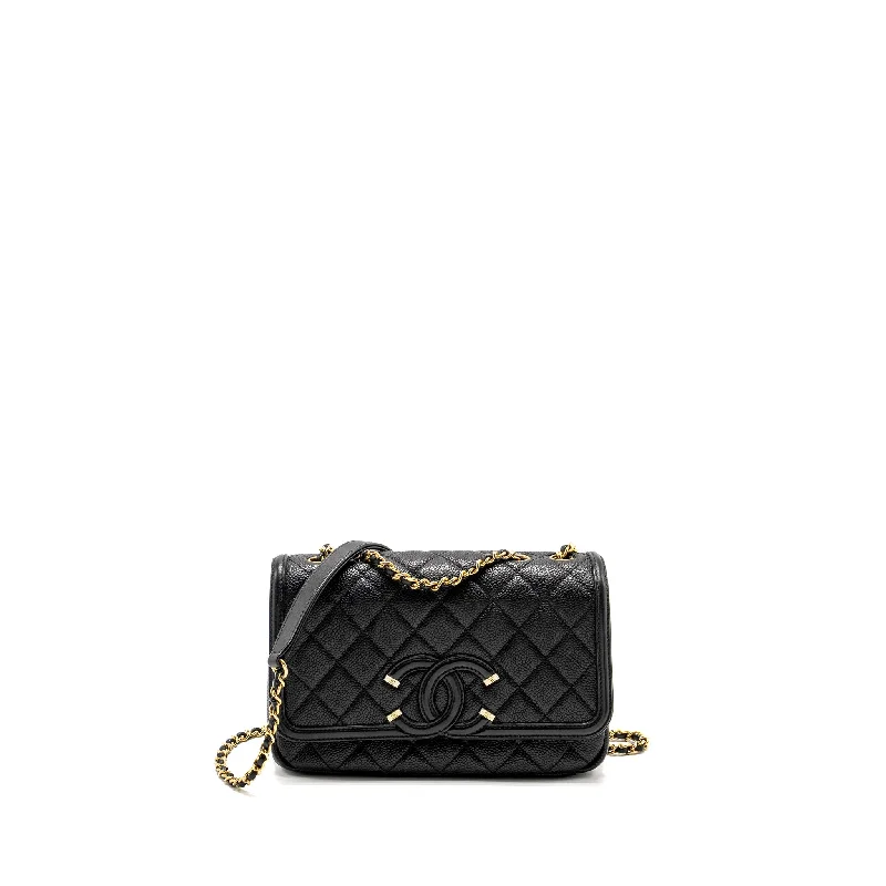 Luxury bags with exotic skinsChanel Filigree Flap Bag Caviar Black GHW