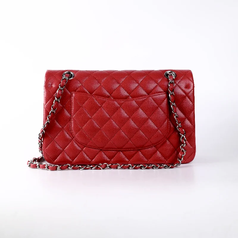 Designer bags with top handlesChanel Classic Flap Medium/Large M/L Caviar Red - Series 14