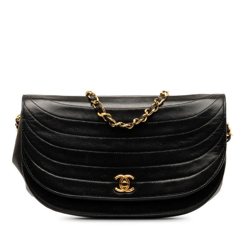 Luxury bags with exotic skinsChanel Coco Half Moon Chain Shoulder Bag Black   Chanel