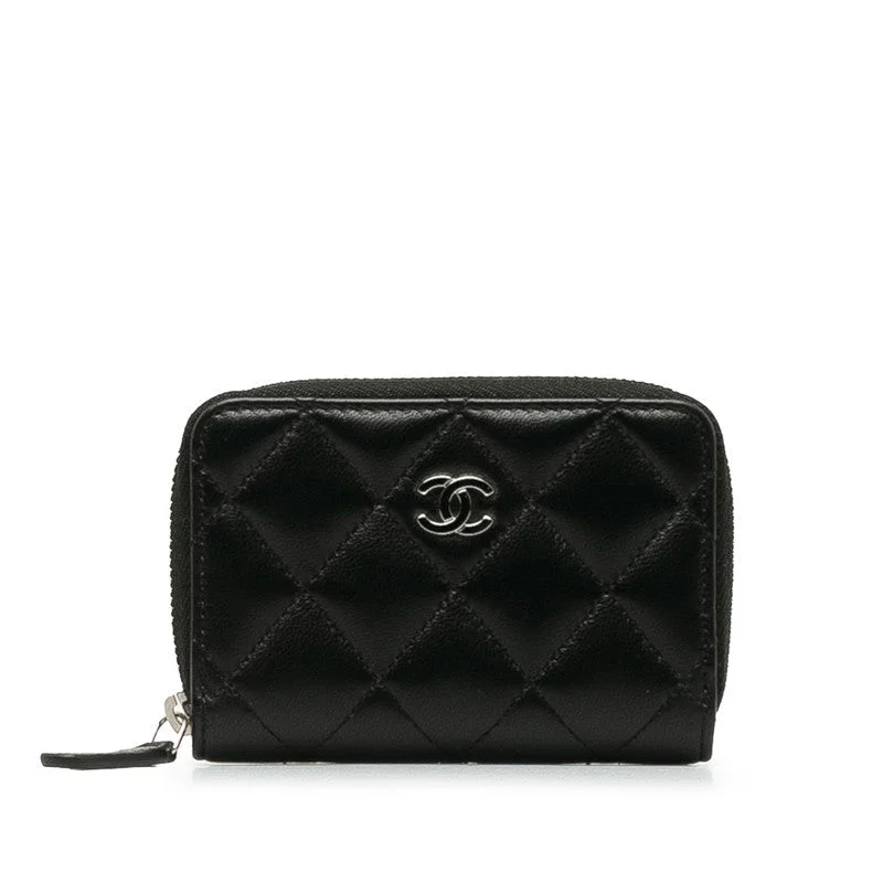 Top-rated backpack brandsChanel Coco Matrasse Round Fashner Coin Case Black Leather  Chanel