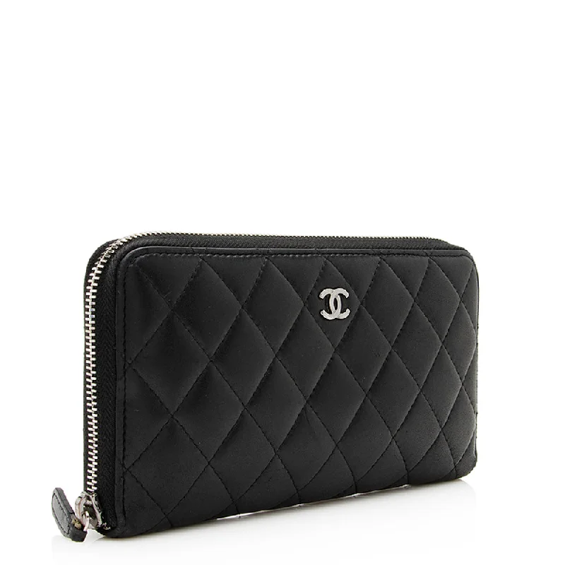 Designer bags with detachable strapsChanel Lambskin CC Zip Around Wallet (20789)