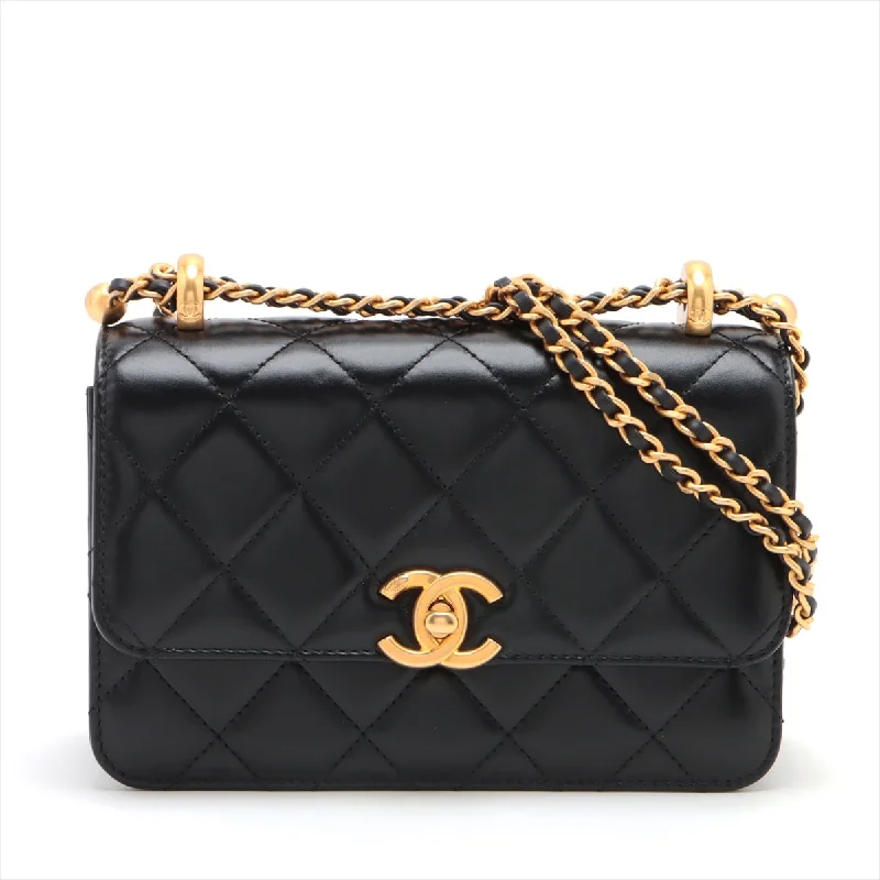 Best tote bags for workChanel Lambskin  Chain Shoulder Bag Black G  AS2615