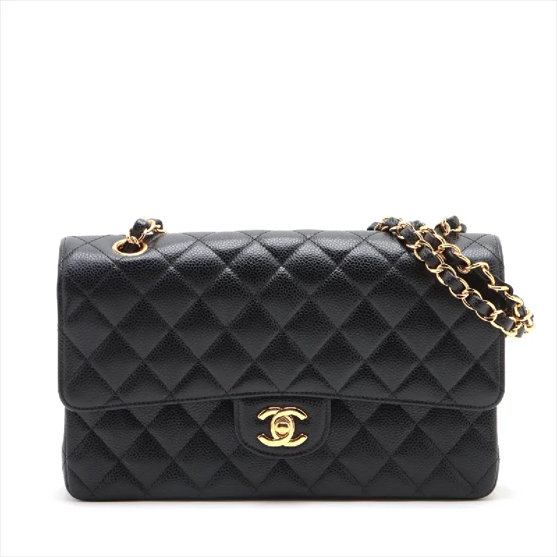 Luxury bags with chain strapsChanel Matrasse 25 Caviar S Double Flap Double Chain Bag Black G  15th