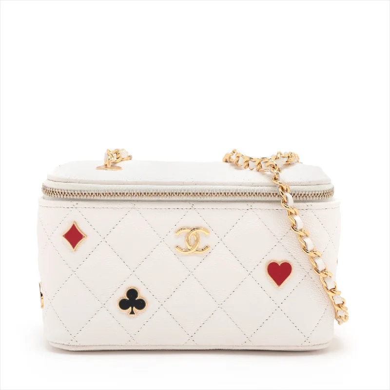 High-end designer bags for menChanel Matrasse Caviar S Chain Shoulder Bag Vanity White G