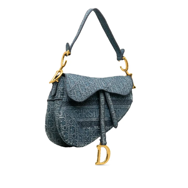 Mini bags for evening outDior Oblique Denim Saddle Bag (bhe25J)