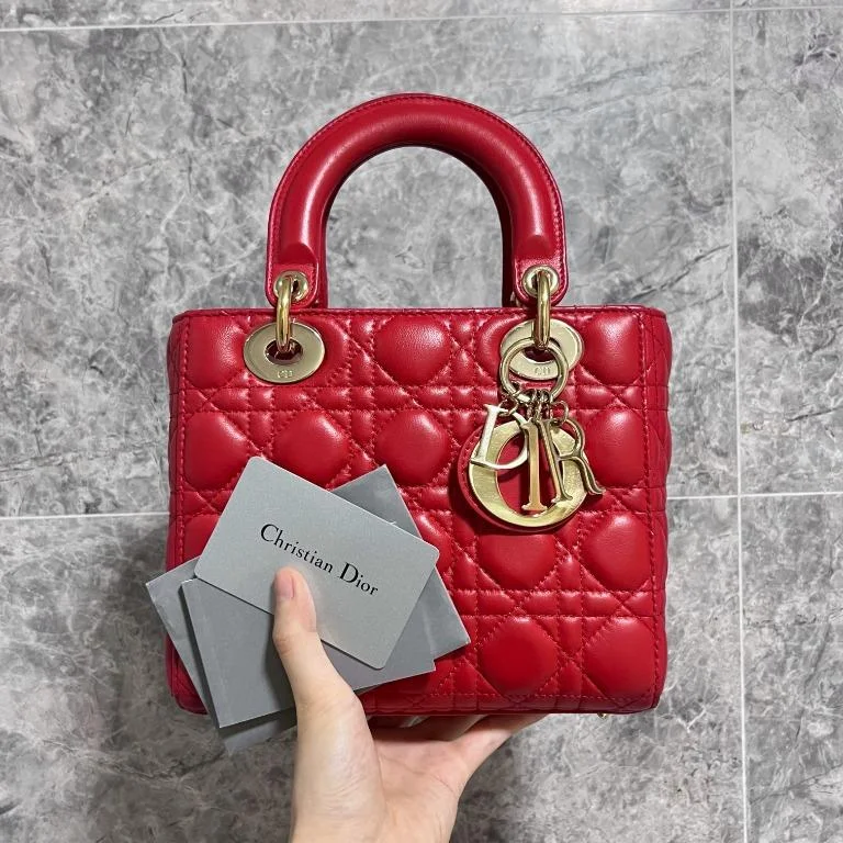 Large capacity travel bagsLady Small My ABC Dior Red Lambskin Gold Hardware