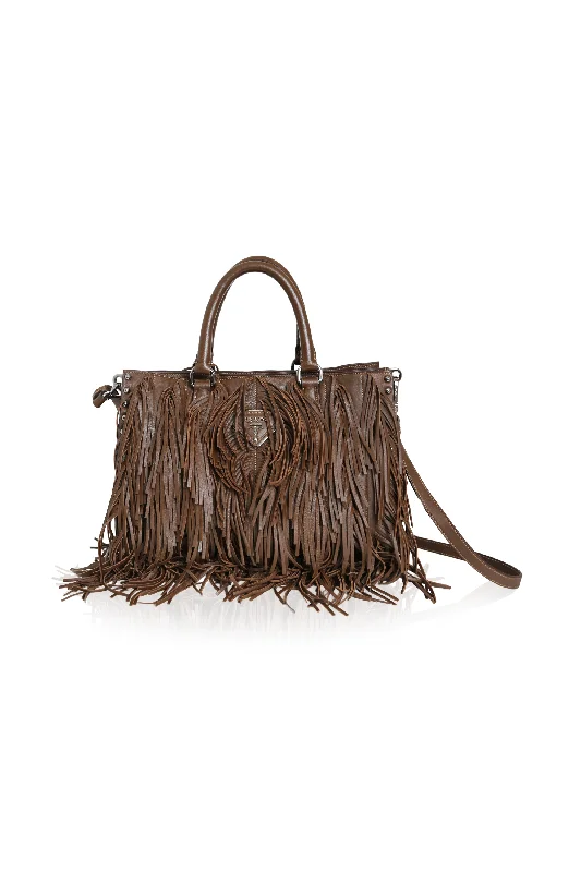 Compact crossbody bags for travelPRADA Runway Fringed Nappa Tote Bag